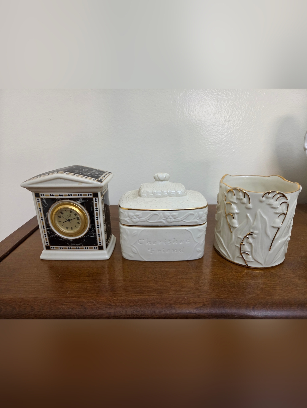 Lenox Collection 'Cherished Friend' Trinket Box + Clock + Tea Light Holder